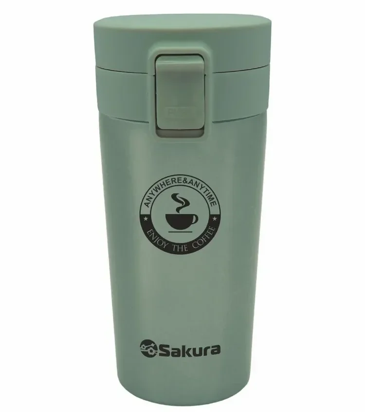 Термокружка SAKURA TM-01-380GR Зеленый (0,38л,6,3*17,3см)