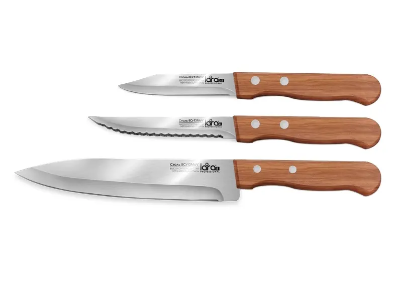 Набор ножей LARA LR05-52 (3 пред,сталь,дерев.ручка)