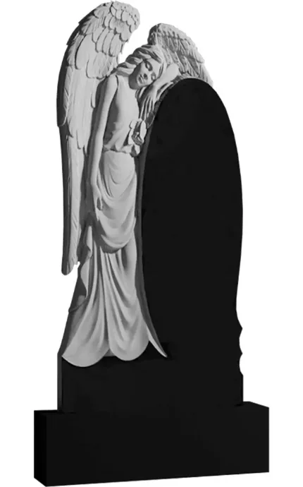Фото для Гранитные памятники вертикальные резные черные ВАР-172 "Ангел" (премиум-класс)