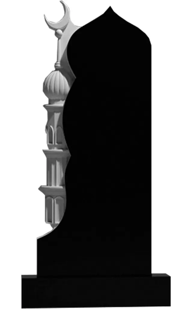 Мусульманские памятники из гранита вертикальные резные черные ВАР-253 (премиум-класс)