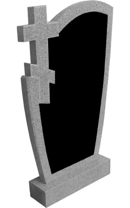 Фото для Памятник вертикальный из светло-серого гранита со вставкой из черного гранита ВБА-1