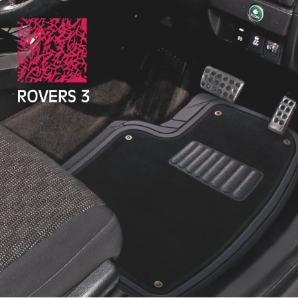 Фото для Коврики универсальные CARFORT ROVERS 3 для переднего и заднего ряда, черный цвет, с съемным ковролином, 4шт