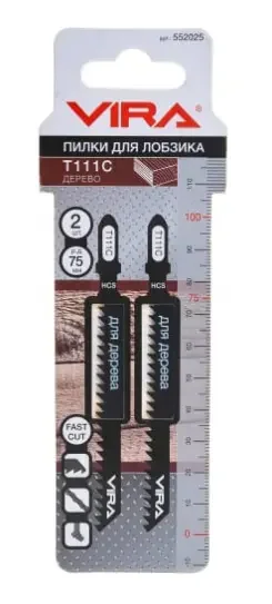 Фото для Пилки по дереву для лобзика 100мм 2шт T111C 5520 Vira