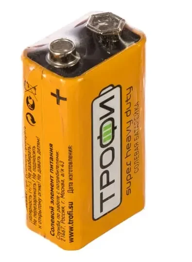 Фото для Батарейка Крона 9V солевая 6F22-1S Трофи