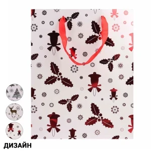 Фото для Пакет подарочный новогодний с рисунком в ассортименте 32х26х10см