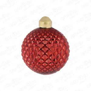 Украшение елочное шар с узором сетка красный стеклянный 6см