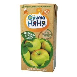 Фото для Сок ФрутоНяня яблоко прямого отжима 200мл с 4мес