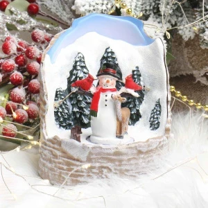 Фото для Сувенир новогодний Снеговик в лесу с подсветкой 14см