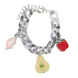 Фото для Браслет-цепочка из крупных звеньев с подвесками серый