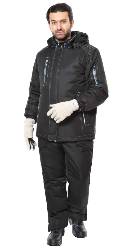 Фото для Куртка "СИРИУС-АЛЕКС" : зимняя, мужская, цв. черный с голубой отд. (ЧЗ)