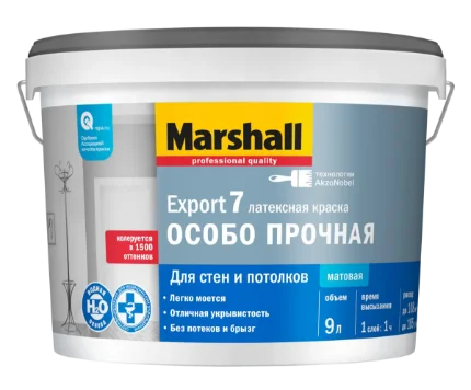 Фото для Краска в/д для стен и потолков латексная матовая Marshall Export-7 BW 4,5 л AkzoNobel