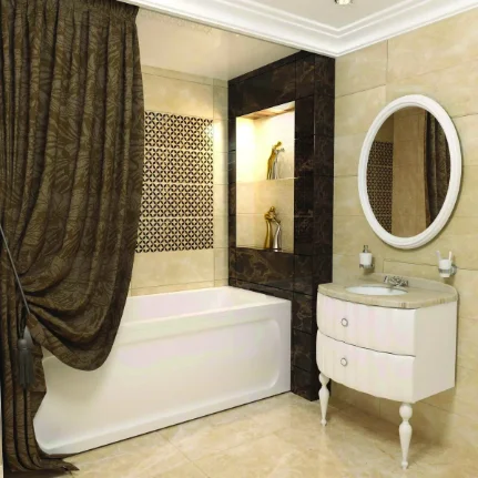 Штора для ванной комнаты текстильная Коричневая 240*200 Markaone