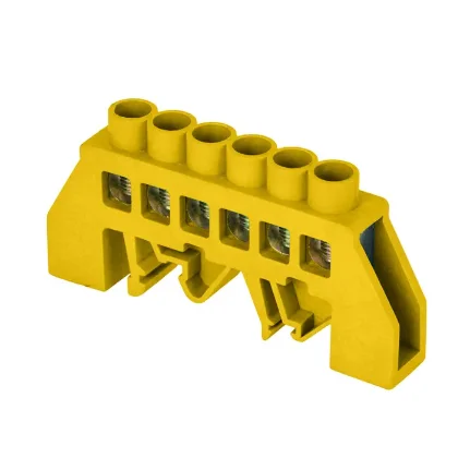 Фото для Шина нулевая на DIN-рейку, жёлтый изолированный корпус, 6 отверстий (8х12мм) ЭКФ