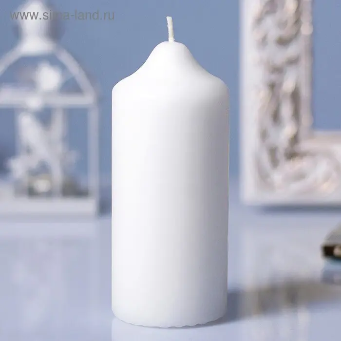 Свеча цилиндр лакированная белый перламутр 5,6*8см