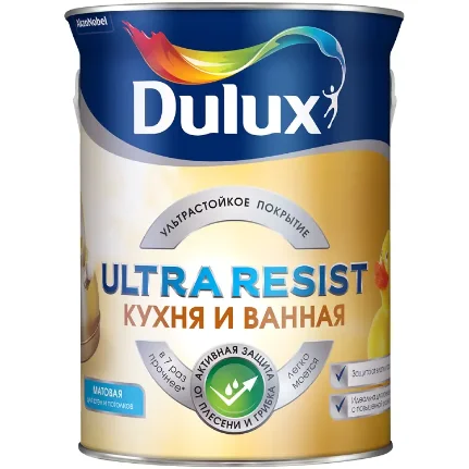 Краска в/д для кухни и ванной, матовая Dulux Ultra Resist BW 1 л AkzoNobel