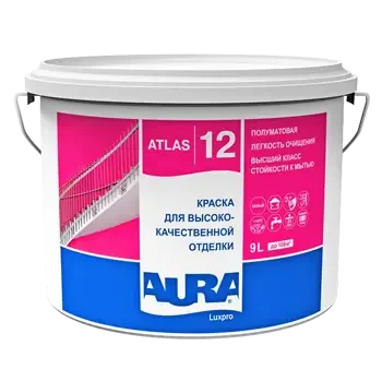 Краска в/д для кухни и ванной комнаты п/матовая "Aura Atlas, Luxpro 12", основа TR 2,5 л ЭСКАРО