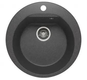 Мойка для кухни каменная круглая, черная 520*520*200 POLYGRAN