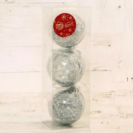 Фото для Набор шаров Праздничное настроение полоски, серебро пластик d-8 см, 3шт