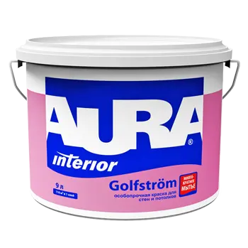 Краска в/д для стен и потолков особопрочная "Aura Golfstrom" 9 л ЭСКАРО
