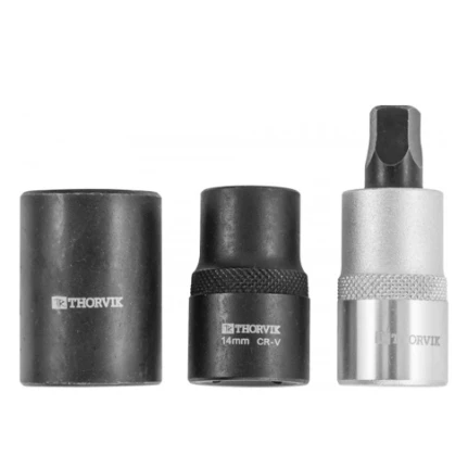 Фото для Набор головок 1/2" и вставки-биты с 5-ти гранным профилем для обслуживания тормозов, 3 предм. - Thorvik