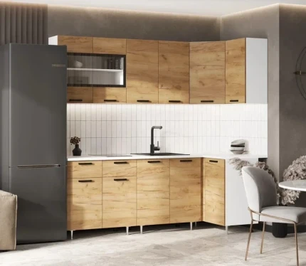 Фото для ЛДСП Кухня Рио NEW 2,2*1,0 угловая (Дуб Крафт) (Антарес) МИФ