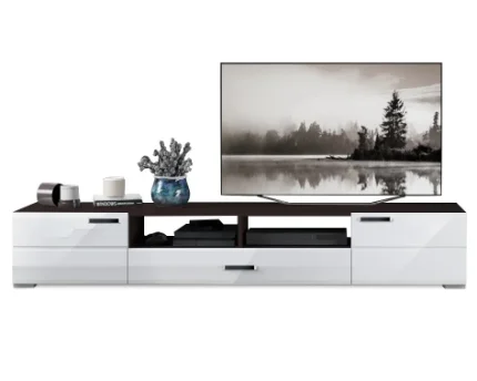 Фото для Нэнси NEW Тумба ТВ (2 дв.+1ящ.) (Белый глянец холодный, Венге) МИФ