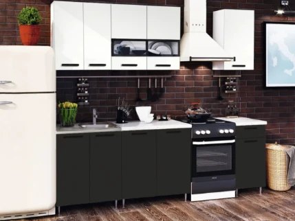 Фото для Кухня Рио 1,8м (Пластер Бьянко / Пластер Блэк) МИФ