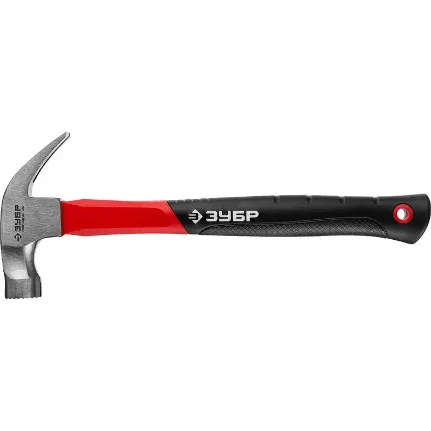 Фото для Молоток-гвоздодер 450 г с фиберглассовой рукояткой, боек c магнитом, ЗУБР Мастер 20356-450