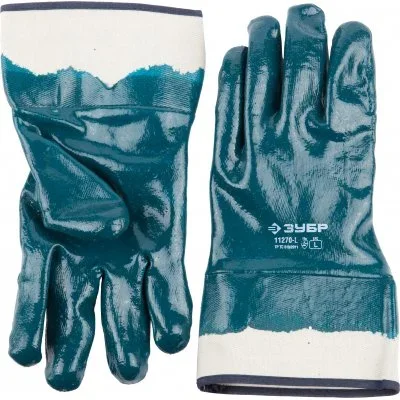 ЗУБР HARD р.L(9), с нитриловым покрытием, масло-бензостойкие, износостойкие, прочные перчатки, Профессионал