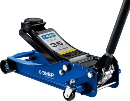 Фото для ЗУБР X90, 3.5 т, 100 - 533 мм, универсальный подкатной гидравлический домкрат для СТО, Профессионал (43054-3.5)