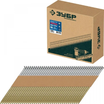 Фото для ЗУБР SN34 (D34) 90 х 3.1 мм, реечные гвозди рифленые оцинкованные, 3000 шт (305399-90)