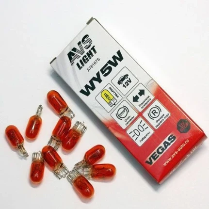 Фото для Лампа автомобильная AVS Vegas 12 В, WY5W, T10 желтый, (W2,1x9,5d), 1 шт. 4784609
