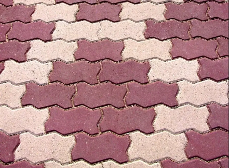 Тротуарная плитка "волна" цвет бордо h 6 см