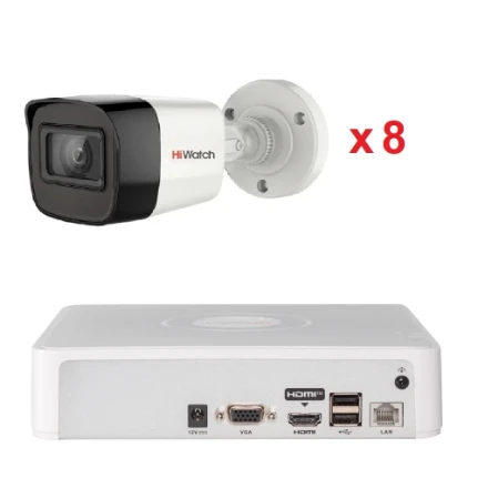 Фото для IP комплект видеонаблюдения Hiwatch DS-N208(C) + 8 DS-I400(D)