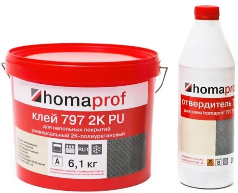 Клей HomaProf 797 2K-PU для напольных покрытий ПВХ (с отвердителем)