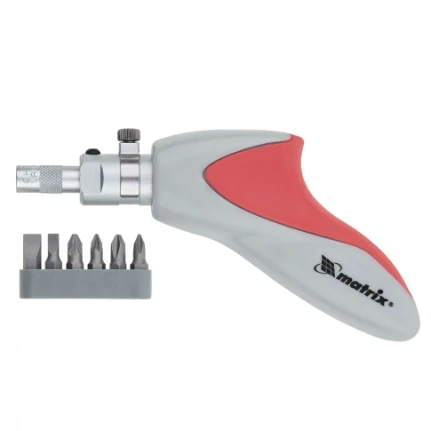 Фото для Отвертка реверсивная пистолетного типа в наборе с битами 6предм. - Matrix