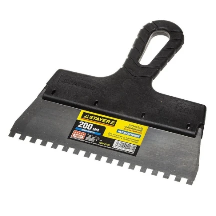 Фото для Шпатель зубчатый 200мм, зуб 6х6мм, пластмассовая ручка - STAYER