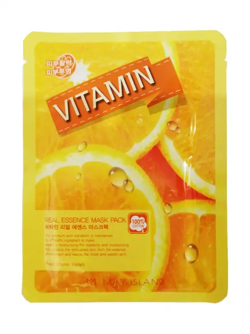 Тканевая маска для лица с витамином С May Island Real Essence Vitamin Mask Pack