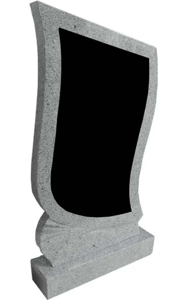 Памятник вертикальный из светло-серого гранита со вставкой из черного гранита ВБА-3