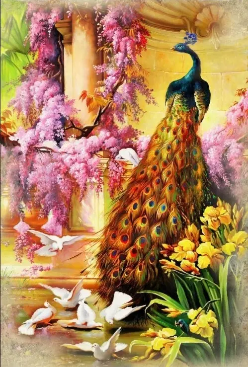 Фреска STEINBAU AMUR "Павлин в цветах"