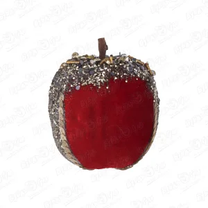 Украшение елочное Яблоко с серебряным декором красное 7см