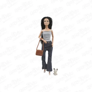 Кукла ANYALI DOLLS в джинсах с сумочкой с питомцем в ассортименте