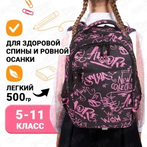 Фото для Рюкзак JUNGER Розовое граффити с ярким дизайном для старших и средних классов