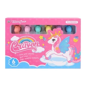 Фото для Набор Yailong восковых мелков Пони легко смываемые пастельных оттенков 6цв в ассортименте