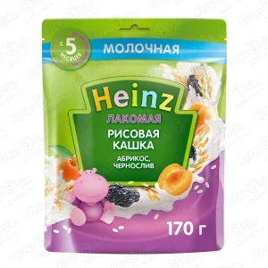 Фото для Каша Heinz молочная рисовая абрикос-чернослив 170г с 5мес БЗМЖ