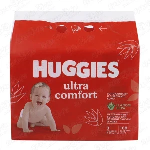 Фото для Салфетки влажные Huggies Ultra Comfort с алоэ вера 168шт