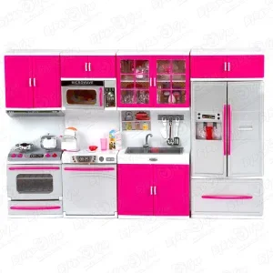 Фото для Кухня для кукольного дома серо-розовая