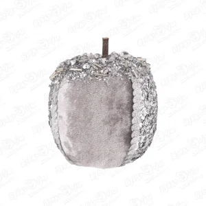 Украшение елочное Яблоко с винтажным декором серебряное 7см