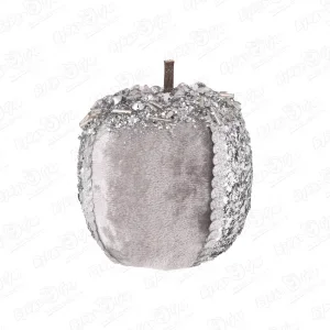 Украшение елочное Яблоко с винтажным декором серебряное 7см