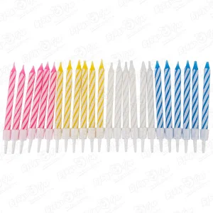 Свечи-мини ПатиБум 2-х цветные с держателями 24шт 6см